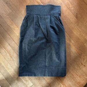 High-Waist YSL Pencil Skirt in Charcoal Gray